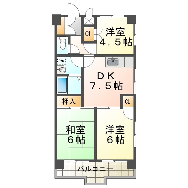 ハイツ甲村Ａ棟の間取り