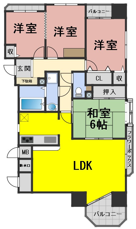 ６４５４２　アメニティ平和通の間取り