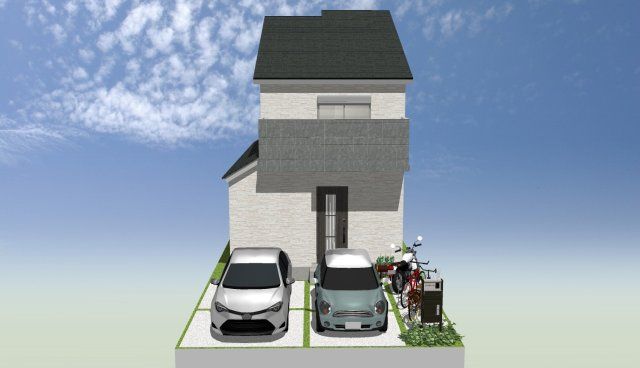 山田大吉見町　新築参考プラン　建築条件付き土地の外観パース|【イメージパース】