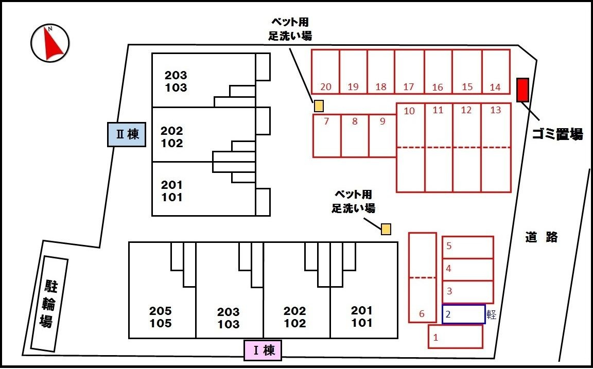 プルメリアⅠの駐車場