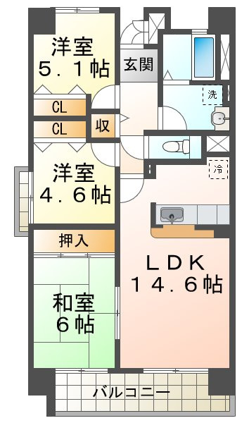 王塚西シティコートの間取り|王塚西シティコート