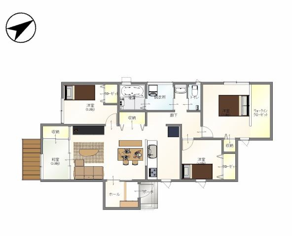 クラハ西阿知町平屋の間取り