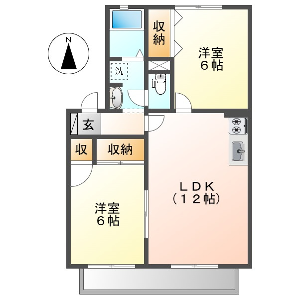 ハイカムール貝吹Dの間取り