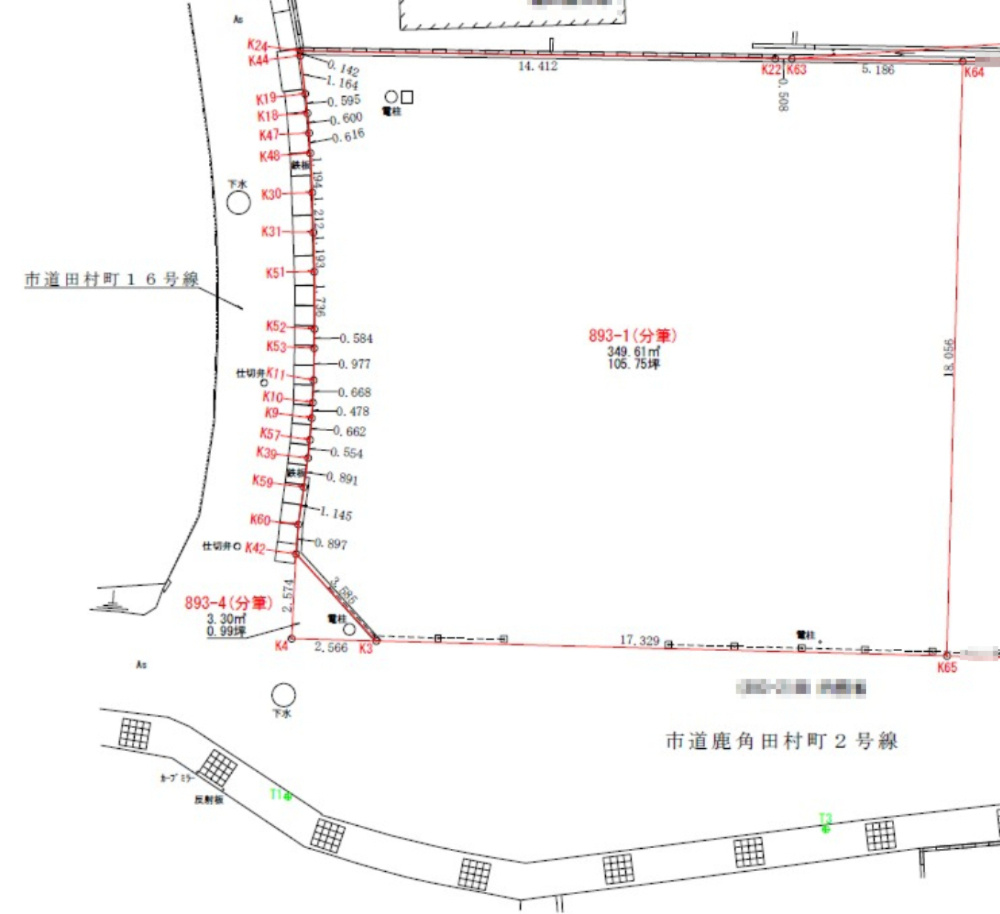高松市田村町売地の土地図