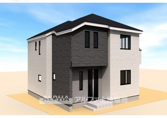 日野市南平4丁目新築戸建の外観パース|建物面積９９．０５m2
総2階の4LDKは、1部屋をWICやリモートワークスペースとしても活用できるゆとりある広さです。