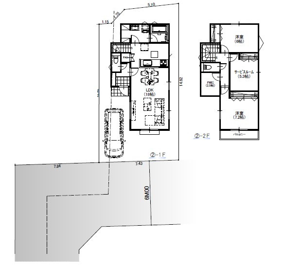 練馬区田柄３丁目　建築条件付き土地　全２区画の土地図＋建物プラン例|NO２
敷地面積100.00㎡　建物面積90.72㎡　土地建物価格8190万円　土地価格6590万円