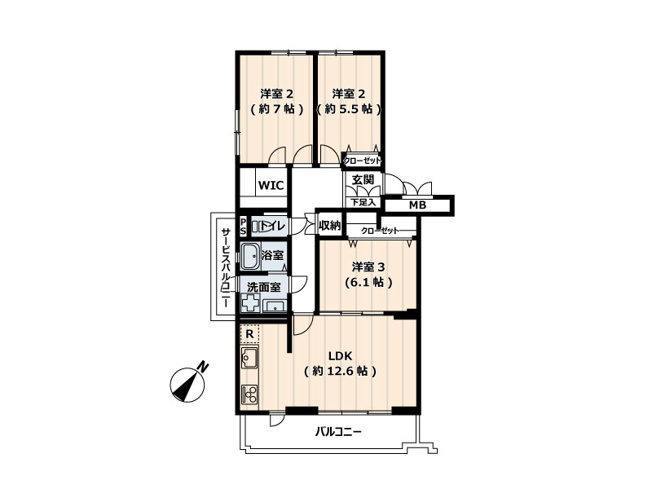 【間取り】 | 志木ニュータウン南の森弐番街7号棟　（丸井志木店） | ペットと一緒に快適に暮らせる2024年6月24日リフォーム済の中古マンションです。ウォークインクローゼットをはじめ、収納スペースが充実しておりお部屋をすっきりと保てます。