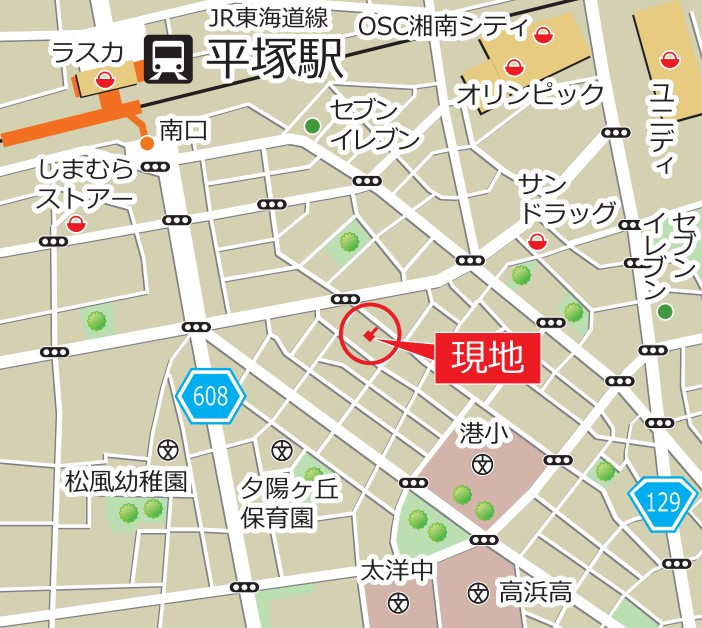 平塚市夕陽ケ丘新築戸建て　3期1号棟の地図
