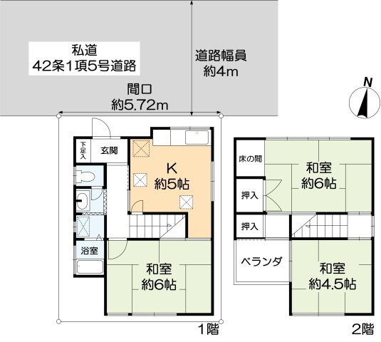 門戸岡田町中古戸建の間取り