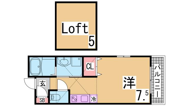 神戸市長田区山下町４丁目のアパートの間取り