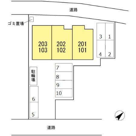 熊本市中央区新大江２丁目のアパートの区画図