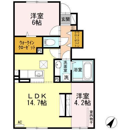 熊本市中央区新大江２丁目のアパートの間取り