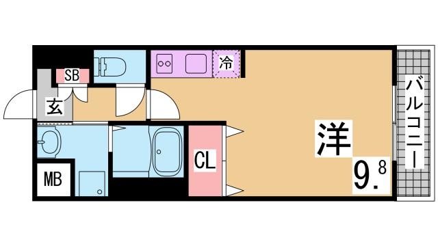神戸市兵庫区永沢町４丁目の賃貸マンションの間取り