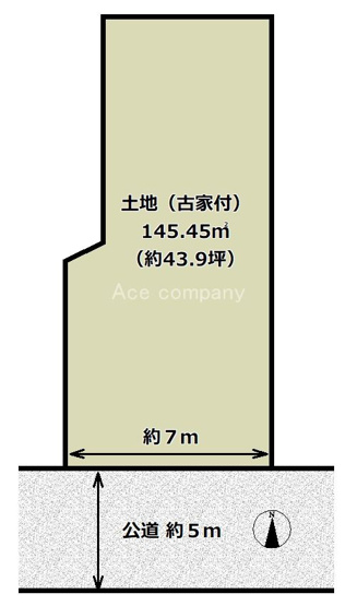 【土地図】 | 平野区平野本町3丁目 | 145.45平米（約43.9坪）建築条件はございません♪お好きな工務店・ハウスメーカーで建築して頂けます♪※現況上物あります。