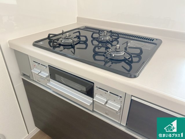 東淀川区大桐　新築一戸建ての設備|ダブル高火力Ｓｉセンサー付きコンロ！