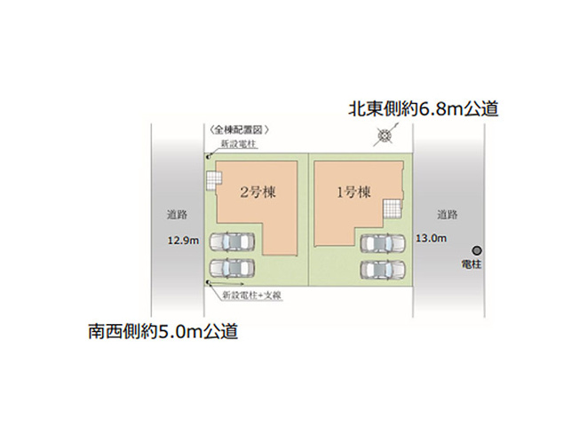 【区画図】 | ふじみ野市元福岡1丁目　新築一戸建住宅　全2棟　(ふじみ野店) | 駐車2台可能なカースペース