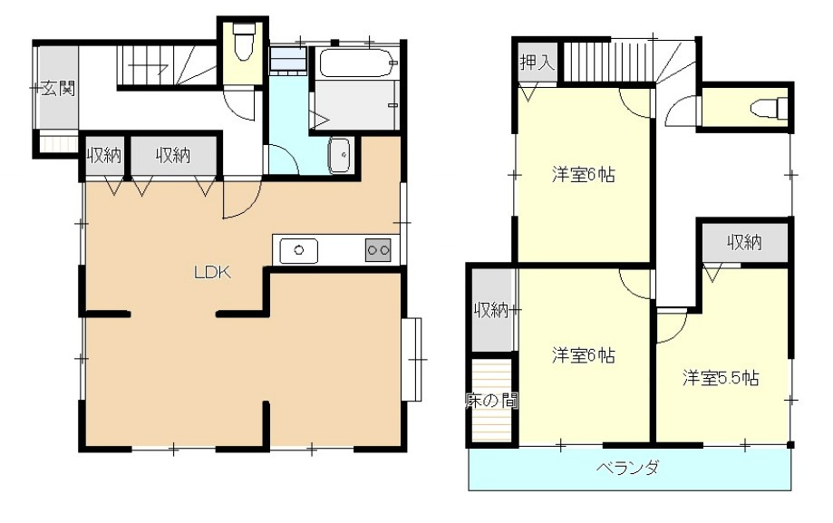 【中古戸建】高崎市新町の間取り|■間取り図｜敷地面積：152.99（約46.28坪）　建物面積：102.55（約31.02坪）