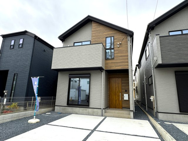 市川市八幡６丁目新築戸建【北方小学校：9分】の外観|1号棟外観・完成済み内覧可能です！