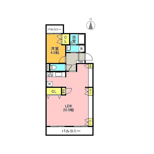 伊勢原市上粕屋の賃貸マンションの間取り