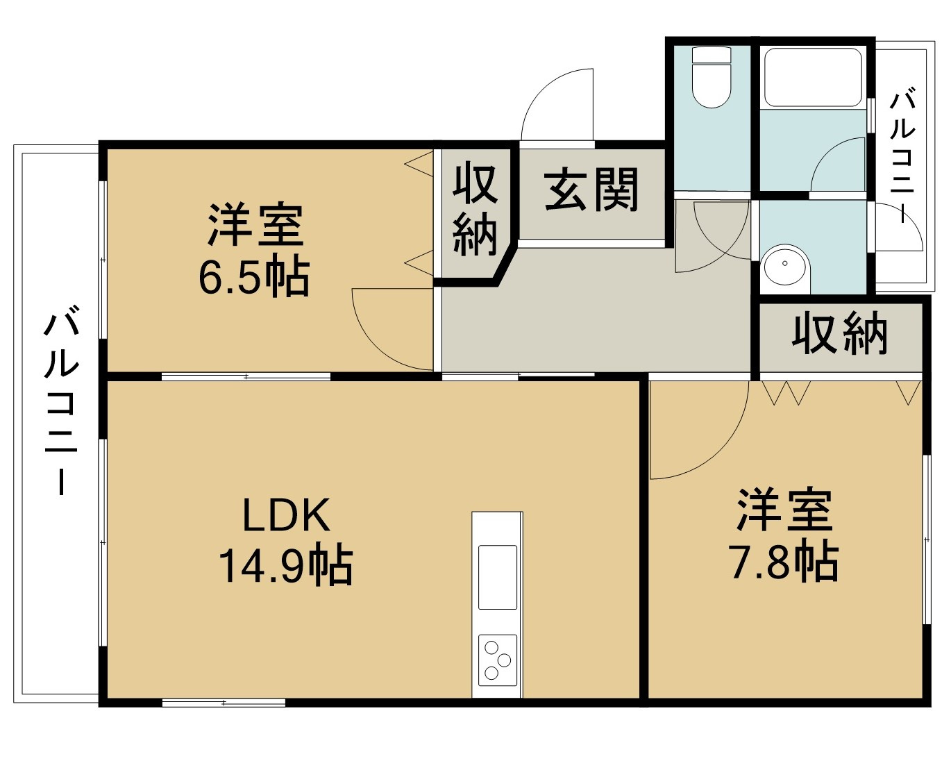 鳥取市富安の賃貸マンションの間取り