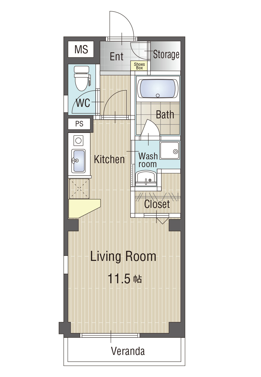 岐阜市黒野の賃貸マンションの間取り