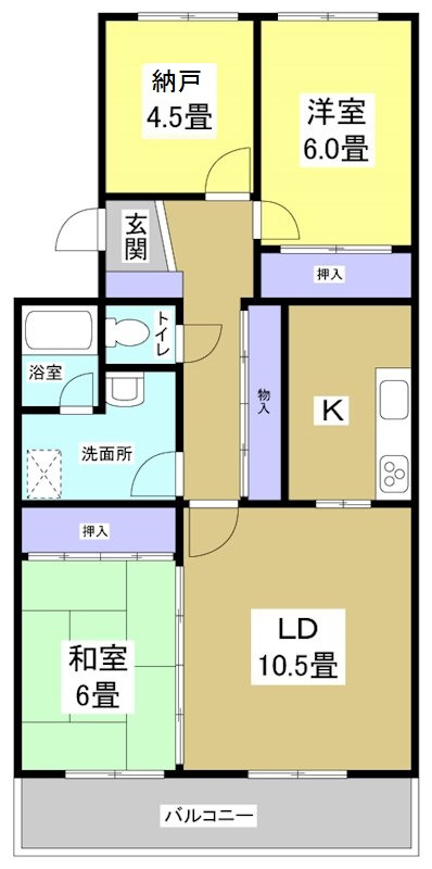 明開ハイツAの間取り
