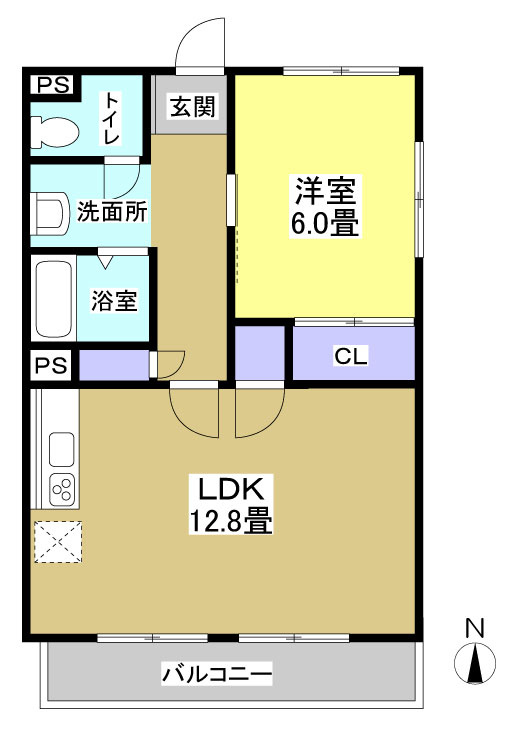 ハイツ西ヶ崎G棟105の間取り