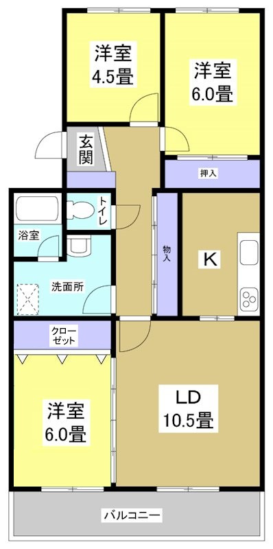 浜松市中区住吉１丁目の賃貸マンションの間取り