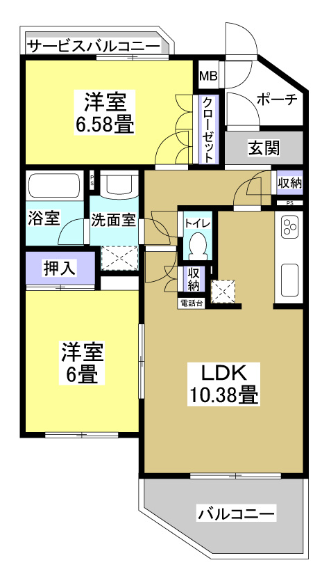 浜松市中区広沢１丁目の賃貸マンションの間取り