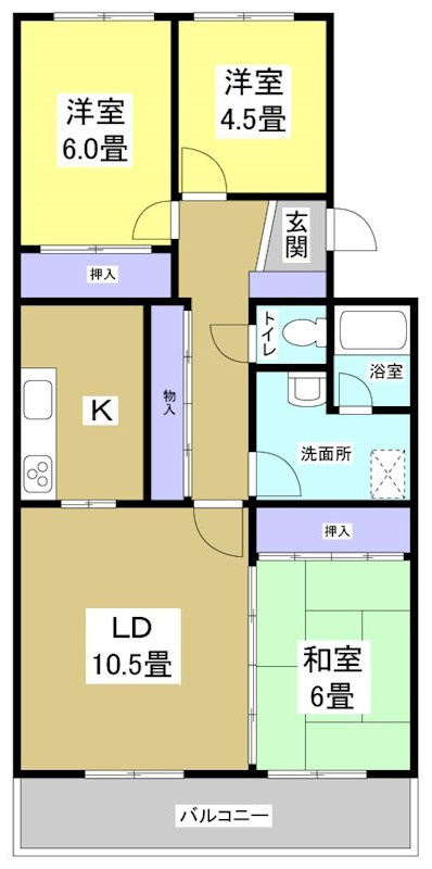 明開ハイツB102の間取り