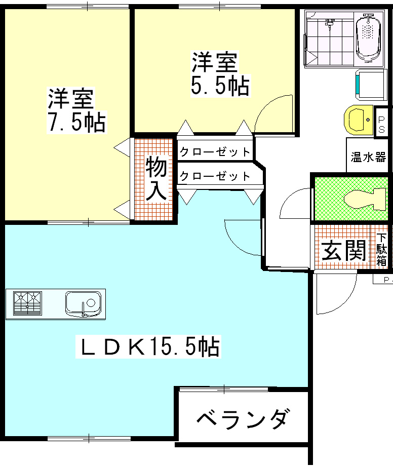 浜松市中区佐鳴台２丁目の賃貸マンションの間取り