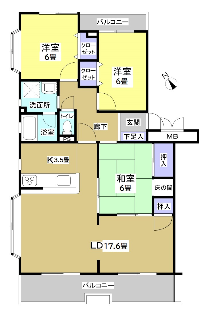 ﾗｲｵﾝｽﾞﾏﾝｼｮﾝ浜松高丘404の間取り