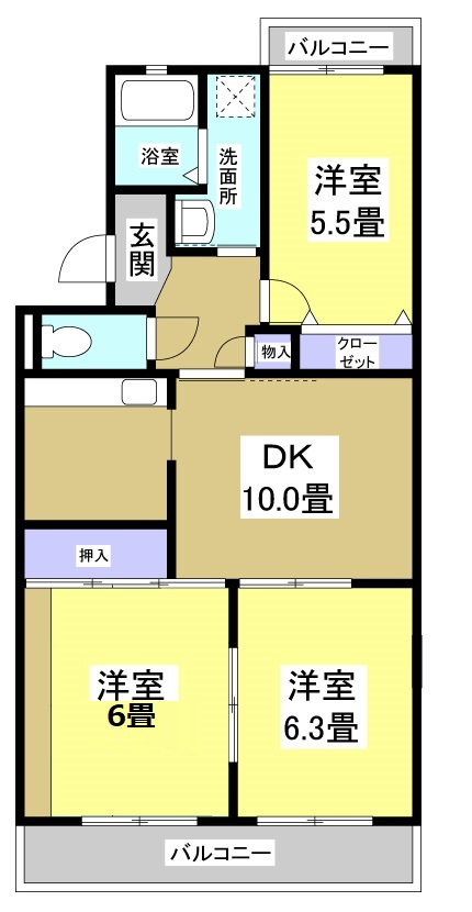 ボヌール302の間取り