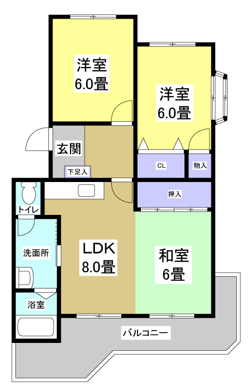遠鉄ハイツ西ヶ崎Eの間取り
