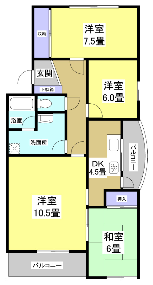 明開ハイツA101の間取り