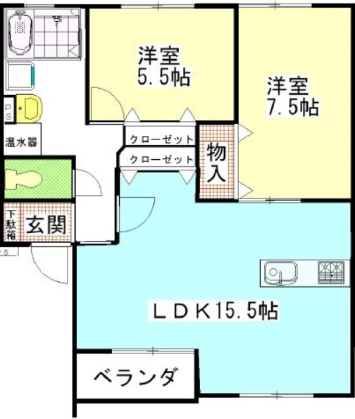 浜松市中区佐鳴台２丁目の賃貸マンションの間取り