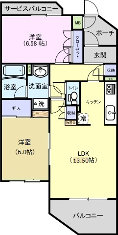 ブライティ広沢304の間取り