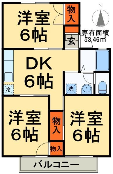 松戸市西馬橋広手町の賃貸マンションの間取り