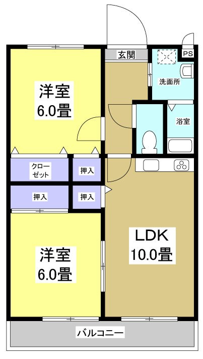 マンション紫雲E202の間取り
