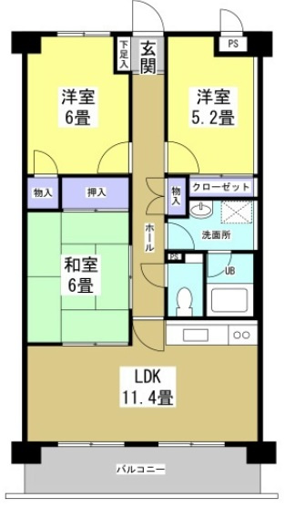 フォンティーナ今之浦101の間取り