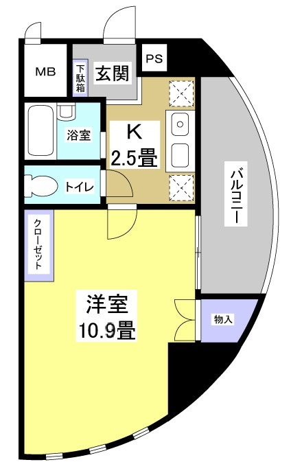 遠鉄ハイツ自校駅ビル309号の間取り