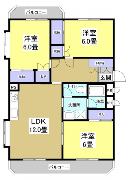 浜松市中区西伊場町の賃貸マンションの間取り