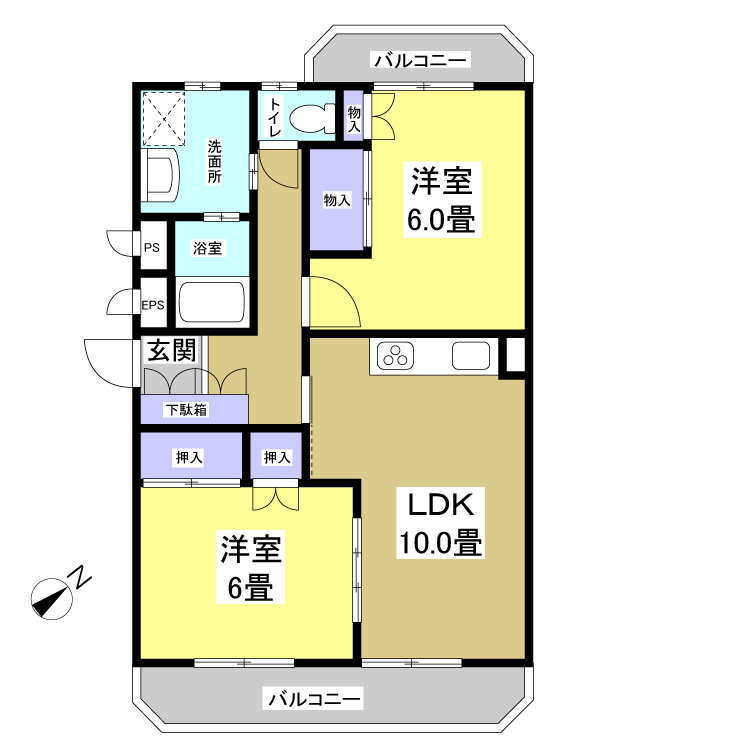 浜松市中区西伊場町の賃貸マンションの間取り