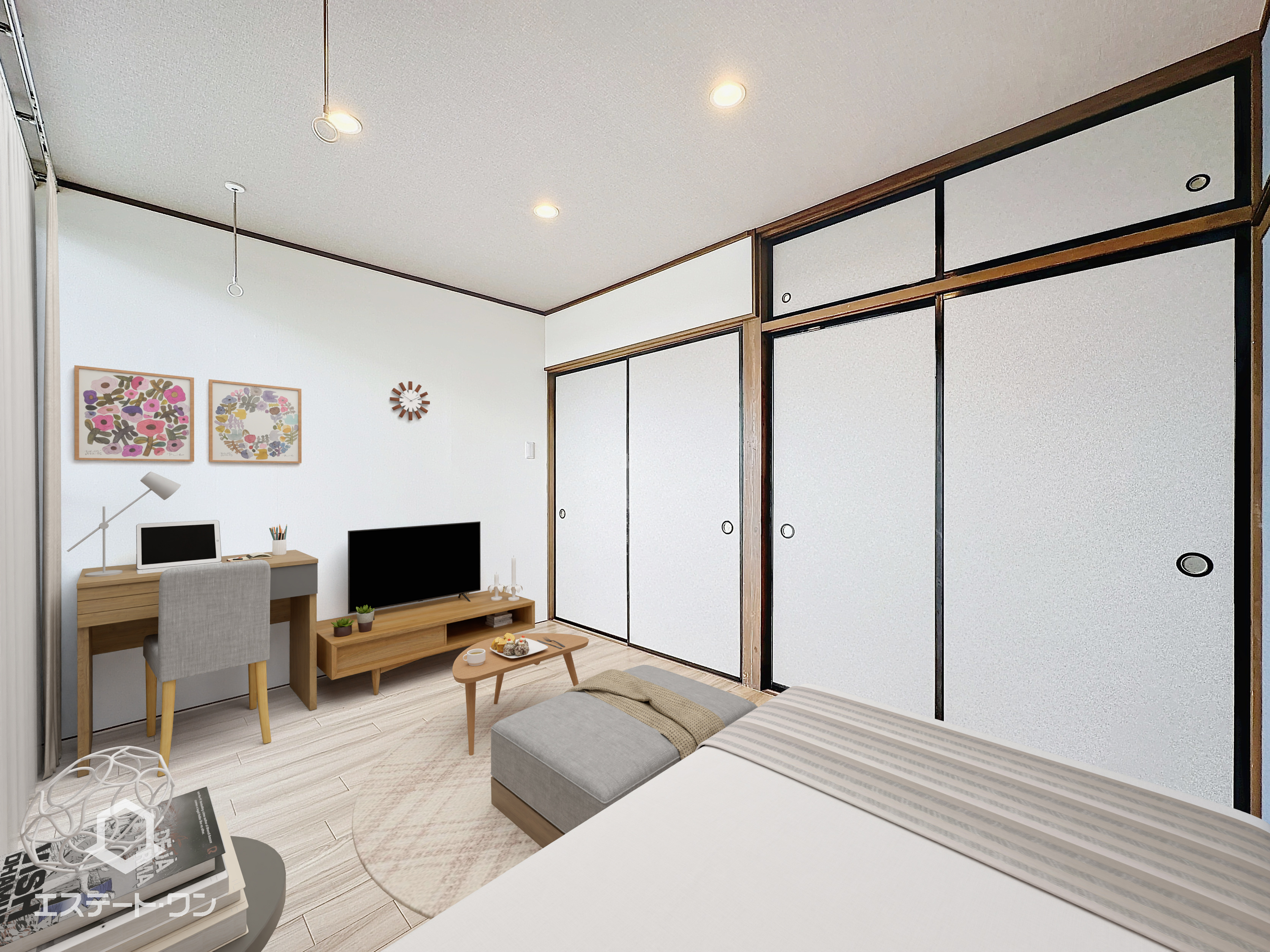 マリオンハイツⅠの洋室|おしゃれな照明付き♪