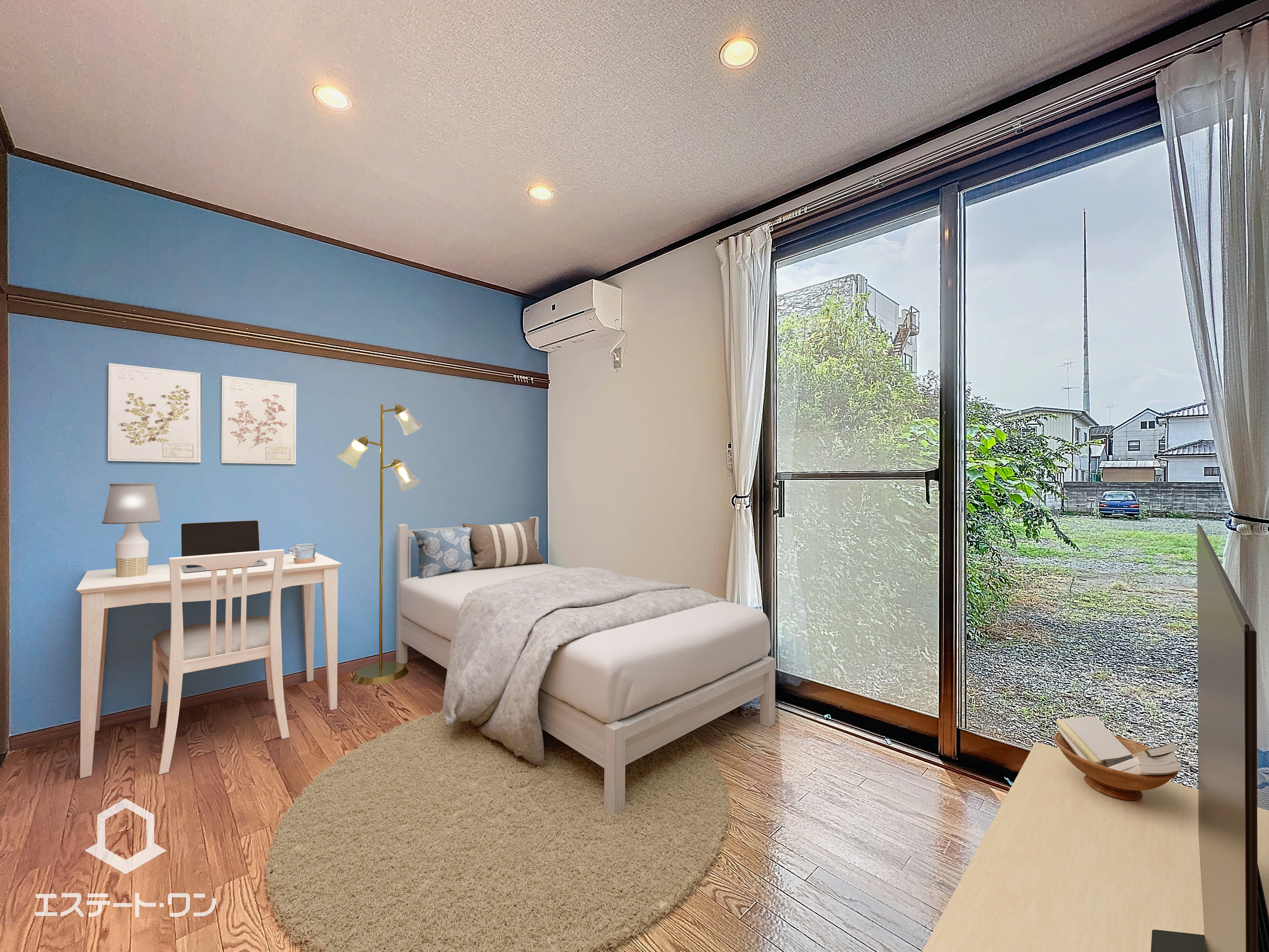 マリオンハイツⅠの洋室|爽やかなアクセントクロス☆