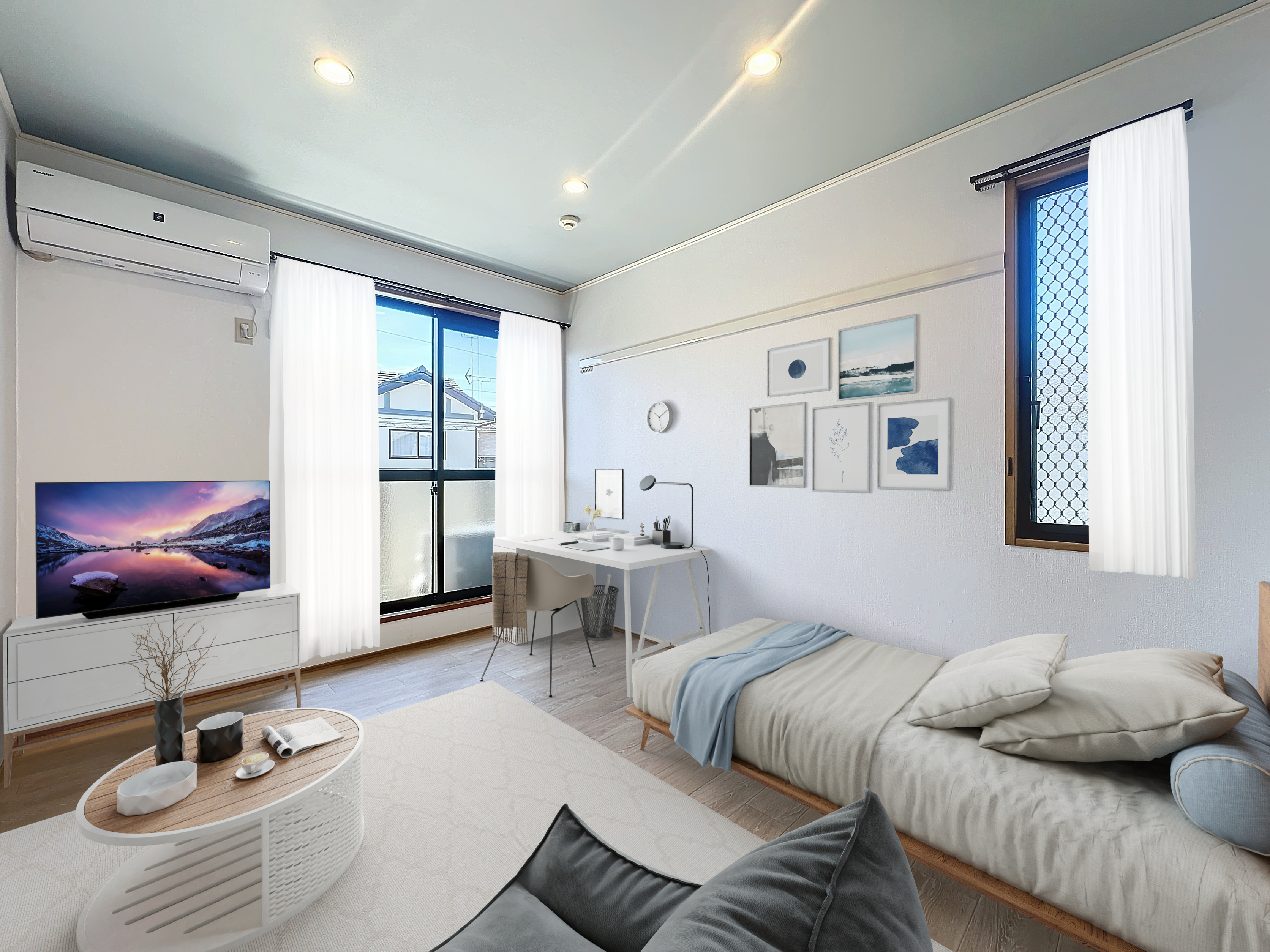 モデラート朝倉の居間・リビング|おしゃれな照明付き♪