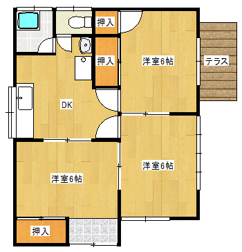 石関アパートEの間取り|室内リフォーム済！