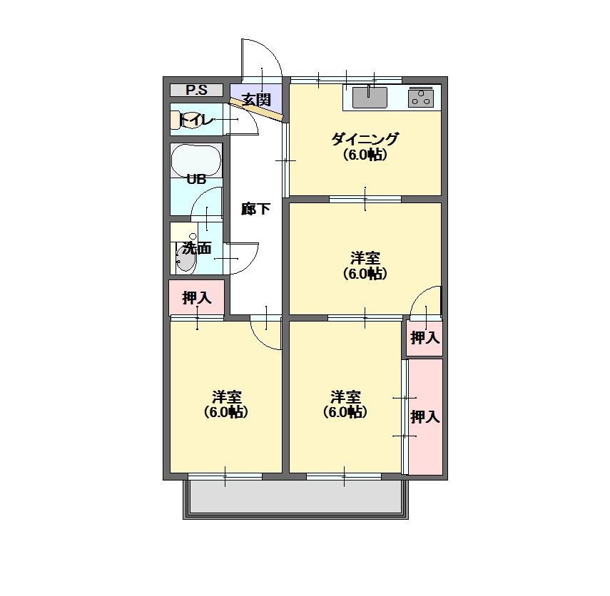 ハイツ田中Aの間取り