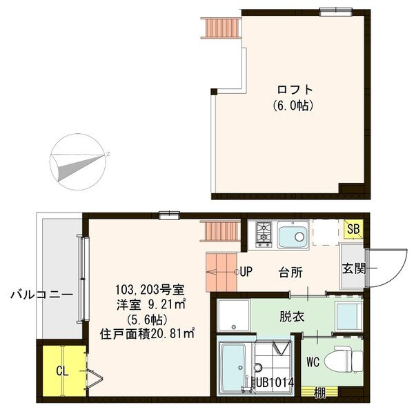 ハーモニーテラス安立Ⅱの間取り