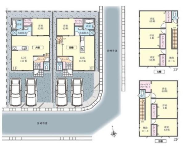 宮崎市村角３ーA　戸建の区画図|【区画図】
駐車スペース2台可能（車種によります）